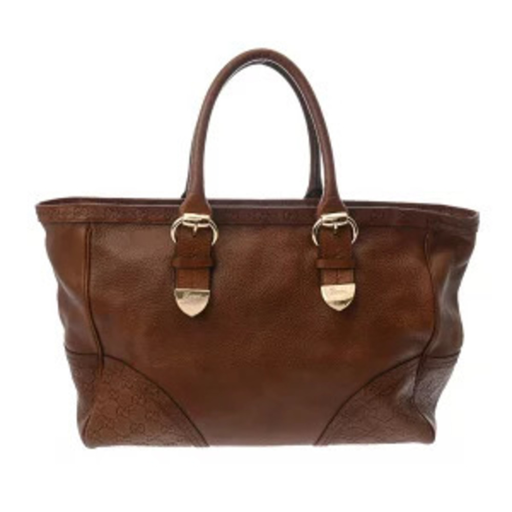 Gucci GG brown leather tote bag handbag